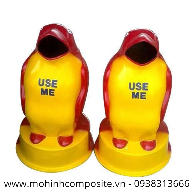 thung rac nhua frp1 1 9974 - Thùng rác chim cánh cụt frp [ Cao 85cm, rộng 40cm ]